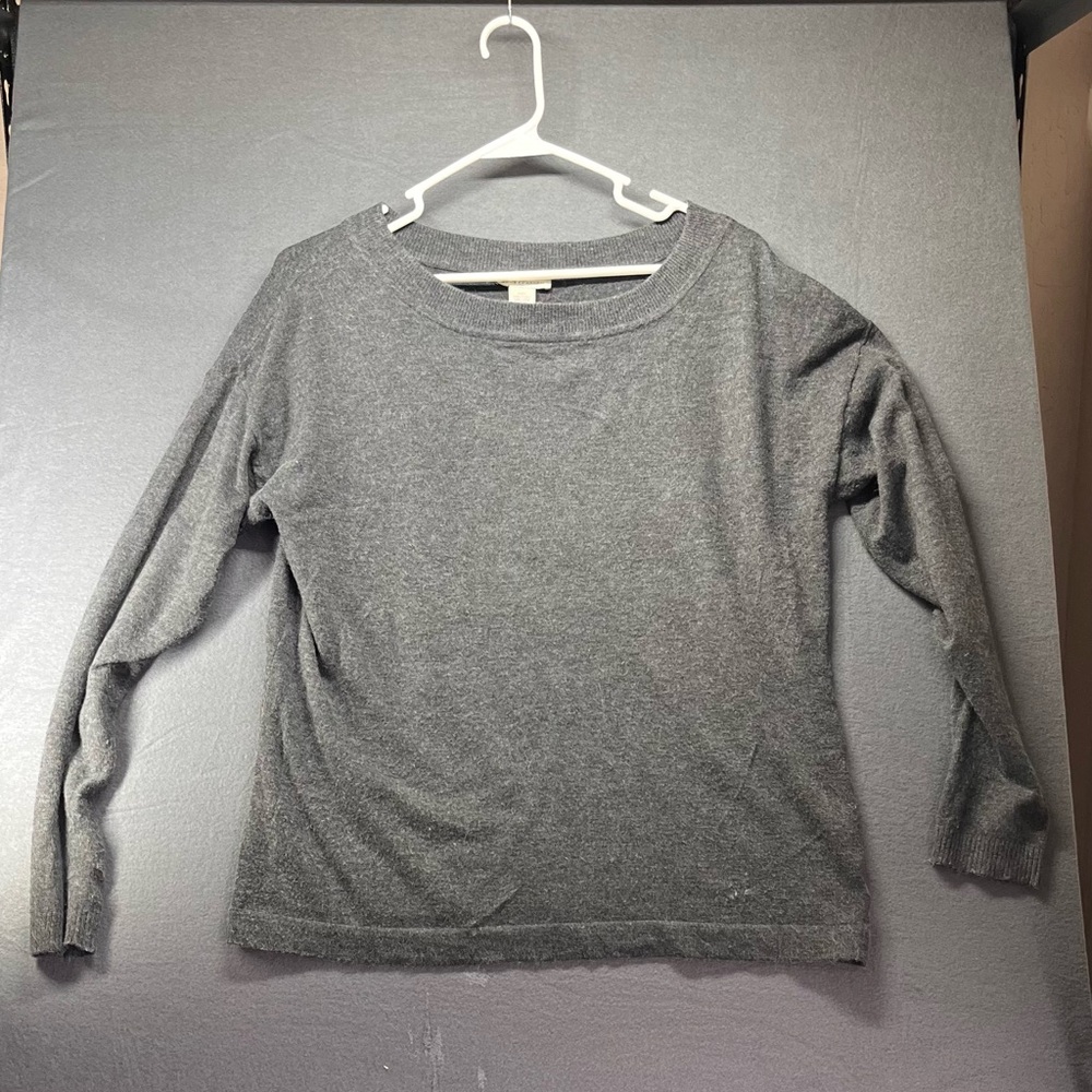 White + Warren Charcoal Gray Crewneck Sweater